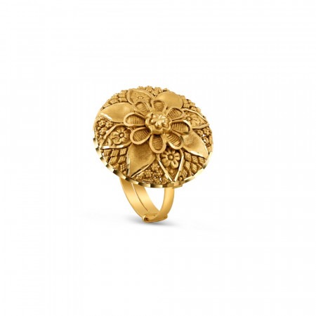22K Gold Antique Finish Ring | Rosettes Collection