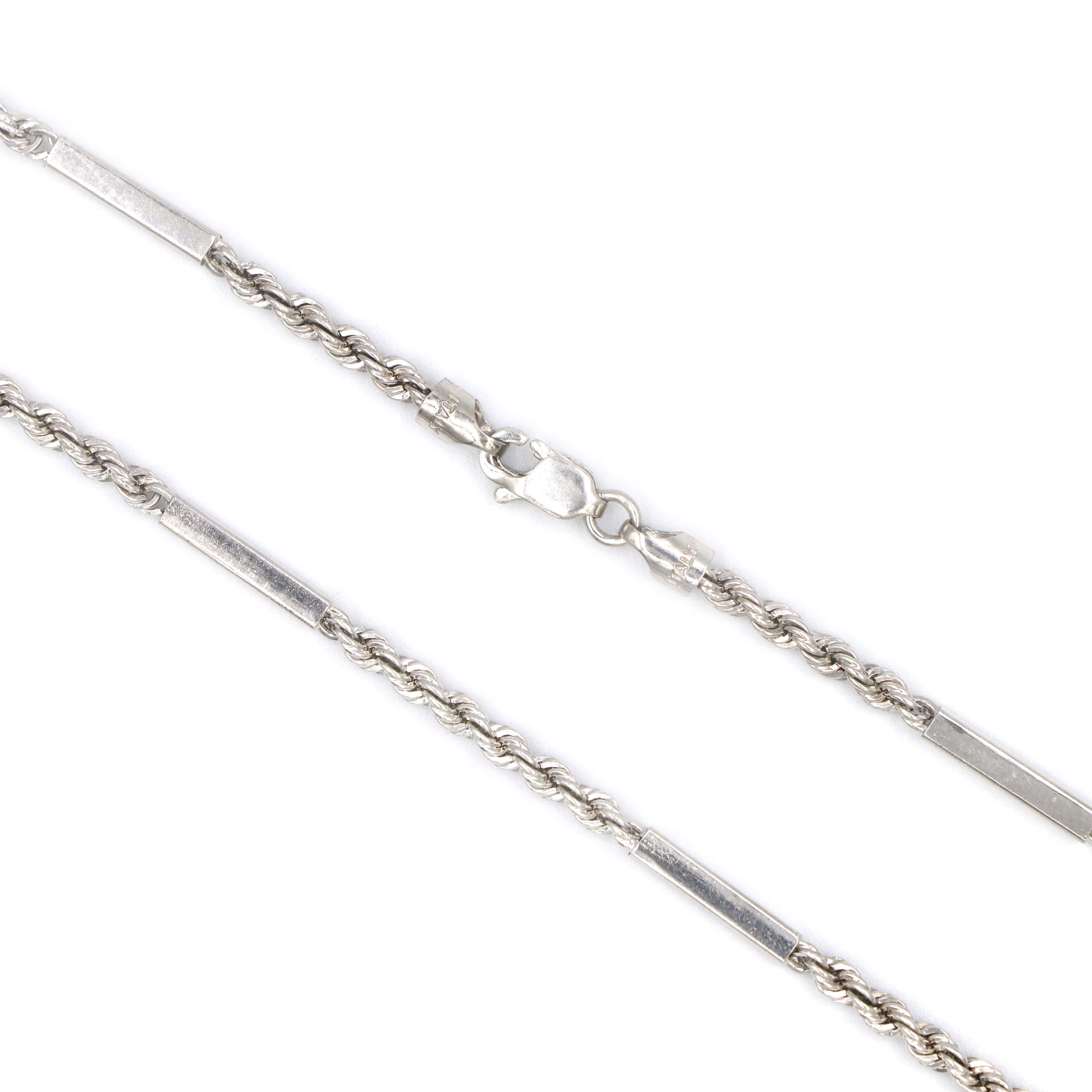 18K White Gold Rope with Cylinder Chain Necklace