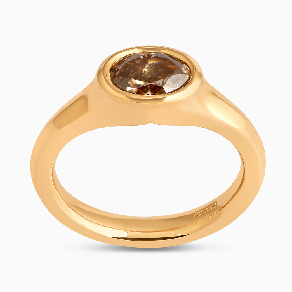 22K Sunrise Gold Oval Fancy Diamon Ring
